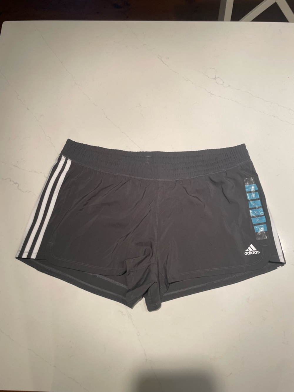 adidas dark grey Women's Athletic Shorts with White Stripes